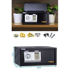 Germany 20x43x35cm Büyük Boy Laptop Sığabilen Ev Ofis Otel Tipi Şifreli Anahtarlı Çelik Para Kasası