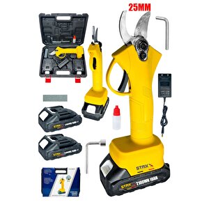2100wh 10 Ah Çift Akülü Bağ Makası Dal Budama Kesme Makası Makinesi Çantalı Set  25mm Çap