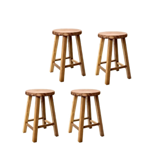 Ahşap Yuvarlak Tabure 45 Cm 4 Lü Takım 2112