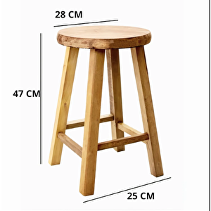 Ahşap Yuvarlak Tabure 45 Cm 4 Lü Takım 2112