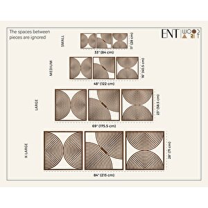 Ent Wood Art Ahşap Duvar Tablosu, 3 Parça Ahşap Modern Duvar Dekoru, Soyut Duvar Paneli, Siyah