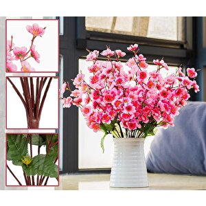 Yapay Çiçek Bahardalı Japon Kiraz Çiçeği 9 Dallı 35cm Pembe 3 Demet