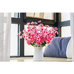 Yapay Çiçek Bahardalı Japon Kiraz Çiçeği 9 Dallı 35cm Pembe 3 Demet