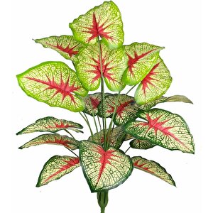 Yapay Çiçek Demet Tropik Kızıl Caladium 18 Dal 70 Cm Salon Çiçeği Yapay Bitki