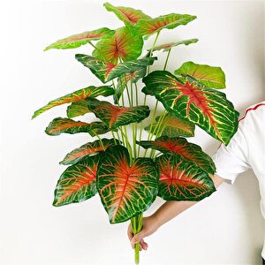 Yapay Çiçek Demet Tropik Kızıl Caladium 18 Dal 70 Cm Salon Çiçeği Yapay Bitki