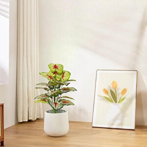 Yapay Çiçek Demet Tropik Kızıl Caladium 18 Dal 70 Cm Salon Çiçeği Yapay Bitki