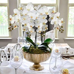 2li Set Yapay Çiçek Orkide Yaprağı Doğal Görünüm