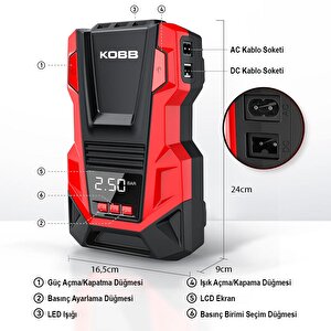 Kb220 12volt/220volt 150 Psi Dijital Basınç Göstergeli Lastik Şişirme Pompası