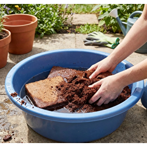 60 - 65 Lt Sıkıştırılmış Hindistan Cevizi Torfu - 4 - 5 Kg Blok Ithal Organik Cocopeat Kokopit