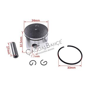 Motorlu Testere Pi̇ston Segman Seti̇ 34 Mm 2500 Tüm Modeller