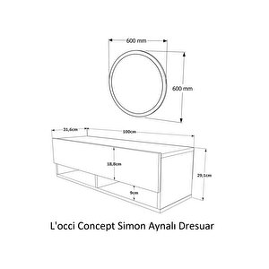 Simon 100 Cm Aynalı Raflı Kapaklı Dresuar Antre Hol Çam-beyaz