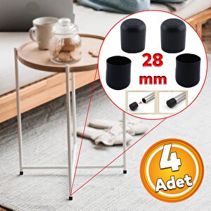Masa Sandalye Sehpa Ayak Tapası Tıpa Papuç Takoz Yuvarlak Siyah 28 Mm Parke Zemin Koruyucu 4 Adet