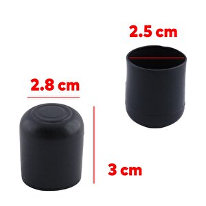 Masa Sandalye Sehpa Ayak Tapası Tıpa Papuç Takoz Yuvarlak Siyah 28 Mm Parke Zemin Koruyucu 4 Adet