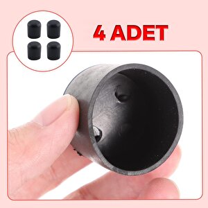 Masa Sandalye Sehpa Ayak Tapası Tıpa Papuç Takoz Yuvarlak Siyah 28 Mm Parke Zemin Koruyucu 4 Adet