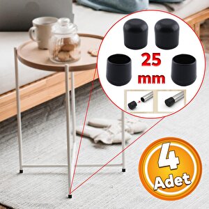 Masa Sandalye Sehpa Ayak Tapası Tıpa Papuç Takoz Yuvarlak Siyah 25 Mm Parke Zemin Koruyucu 4 Adet