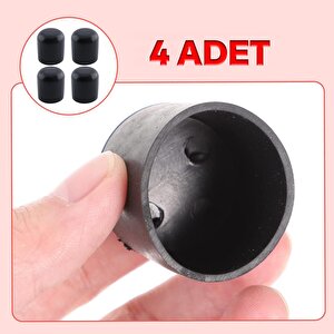 Masa Sandalye Sehpa Ayak Tapası Tıpa Papuç Takoz Yuvarlak Siyah 32 Mm Parke Zemin Koruyucu 4 Adet