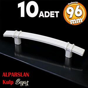 Alparslan 96 Mm (sert Plasti̇k) Beyaz Çekmece Mobilya Mutfak Dolap Kulbu Kulpu Kulpları 10 Adet