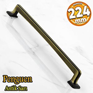 Penguen 224 Mm Eskitme Antik Sarı Metal Mobilya Mutfak Çekmece Dolap Dolabı Kulpu Kulbu Kulpları