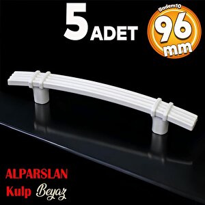 Alparslan 96 Mm (sert Plasti̇k) Beyaz Çekmece Mobilya Mutfak Dolap Kulbu Kulpu Kulpları 5 Adet