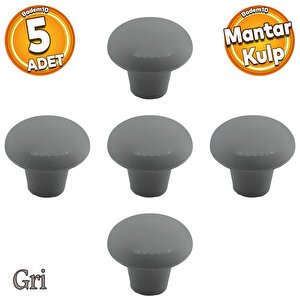 Mantar Düğme Sert Plastik Kulp Gri Dolap Mobilya Mutfak Dolabı Çekmece Kapak Kulpu Kulbu 5 Adet
