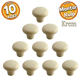 Mantar Düğme Sert Plastik Kulp Krem Dolap Mobilya Mutfak Dolabı Çekmece Kapak Kulpu Kulbu 10 Adet