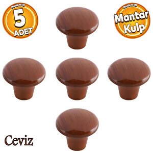 Mantar Düğme Sert Plastik Kulp Ceviz Mobilya Çekmece Mutfak Dolabı Dolap Kapak Kulpu Kulbu 5 Adet