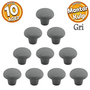 Mantar Düğme Sert Plastik Kulp Gri Dolap Mobilya Mutfak Dolabı Çekmece Kapak Kulpu Kulbu 10 Adet