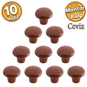 Mantar Düğme Sert Plastik Kulp Ceviz Mobilya Çekmece Mutfak Dolabı Dolap Kapak Kulpu Kulbu 10 Adet