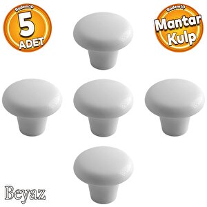 Mantar Düğme Sert Plastik Kulp Beyaz Dolap Mobilya Mutfak Dolabı Çekmece Kapak Kulpu Kulbu 5 Adet