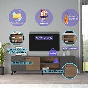 E1040 Lisa Tv Ünitesi Antrasit-sepet 180cm