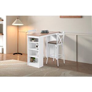 Vista Eylül Bar Raflı Mutfak Masa Takımı 50x120 Çam