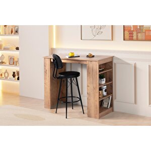 Vista Eylül Bar Raflı Mutfak Masa Takımı 50x120 Siyah