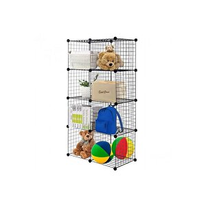 8 Bölmeli Tel Küp Çok Amaçlı Organizer Raf Siyah 33cm Mutfak, Oyuncak, Kiler, Depolama Rafı