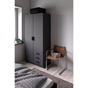 Mimoza Giyinme Dolabı - Çok Amaçlı Dolap - Gardırop 90 Cm-2 Kapaklı-3 Çekmeceli