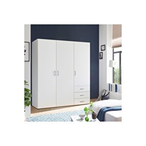 Akel Giyinme Dolabı - Çok Amaçlı Dolap - Gardırop 150 Cm-3 Kapaklı-3 Çekmeceli