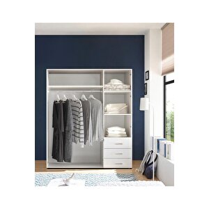 Akel Giyinme Dolabı - Çok Amaçlı Dolap - Gardırop 150 Cm-3 Kapaklı-3 Çekmeceli