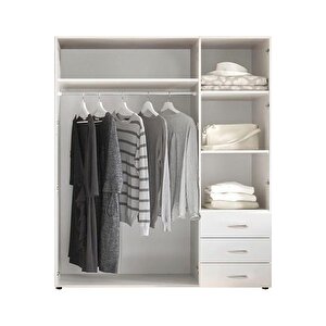 Akel Giyinme Dolabı - Çok Amaçlı Dolap - Gardırop 150 Cm-3 Kapaklı-3 Çekmeceli