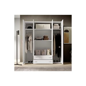 Ahter Giyinme Dolabı - Çok Amaçlı Dolap - Gardırop 160 Cm-4 Kapaklı-2 Çekmeceli