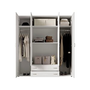 Ahter Giyinme Dolabı - Çok Amaçlı Dolap - Gardırop 160 Cm-4 Kapaklı-2 Çekmeceli