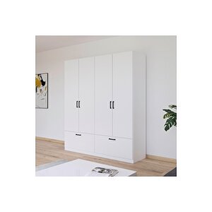Alev Giyinme Dolabı - Çok Amaçlı Dolap - Gardırop 180 Cm-4 Kapaklı-2 Çekmeceli