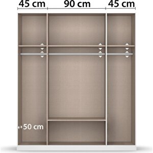 Alçin Giyinme Dolabı - Çok Amaçlı Dolap - Gardırop 180 Cm-4 Kapaklı-1 Çekmeceli