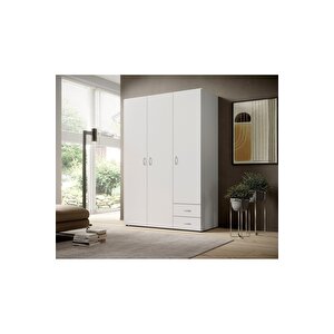Ahu Giyinme Dolabı - Çok Amaçlı Dolap - Gardırop 120 Cm-3 Kapaklı-2 Çekmeceli