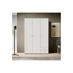 Ahu Giyinme Dolabı - Çok Amaçlı Dolap - Gardırop 120 Cm-3 Kapaklı-2 Çekmeceli