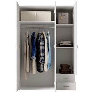 Ahu Giyinme Dolabı - Çok Amaçlı Dolap - Gardırop 120 Cm-3 Kapaklı-2 Çekmeceli