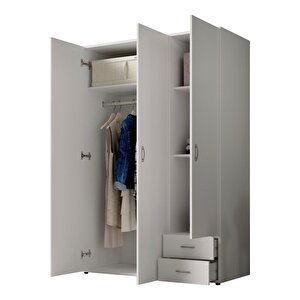Ahu Giyinme Dolabı - Çok Amaçlı Dolap - Gardırop 120 Cm-3 Kapaklı-2 Çekmeceli