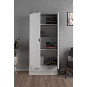 Aysu  Giyinme Dolabı - Çok Amaçlı Dolap - Gardırop 80 Cm-2 Kapaklı-1 Çekmeceli