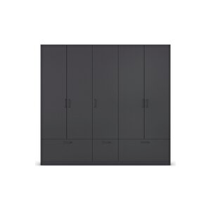 Alev Giyinme Dolabı - Çok Amaçlı Dolap - Gardırop 225 Cm-5 Kapaklı-3 Çekmeceli