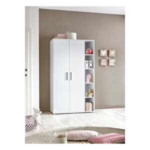 Asil Giyinme Dolabı - Çok Amaçlı Dolap - Gardırop 110 Cm-2 Kapaklı-çocuk Odası Dolabı-kitaplıklı