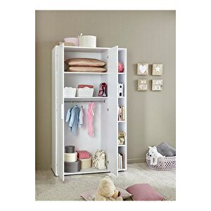 Asil Giyinme Dolabı - Çok Amaçlı Dolap - Gardırop 110 Cm-2 Kapaklı-çocuk Odası Dolabı-kitaplıklı
