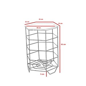 Altıgen Petek Orta Atlantik Çam Yuvarlak Sepet Çok Amaçlı Dekoratif Metal Yan Sehpa